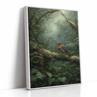 Robin's Perch In Misty Forest