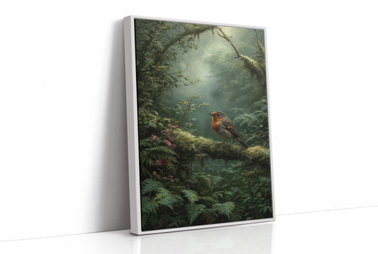 Robin's Perch In Misty Forest