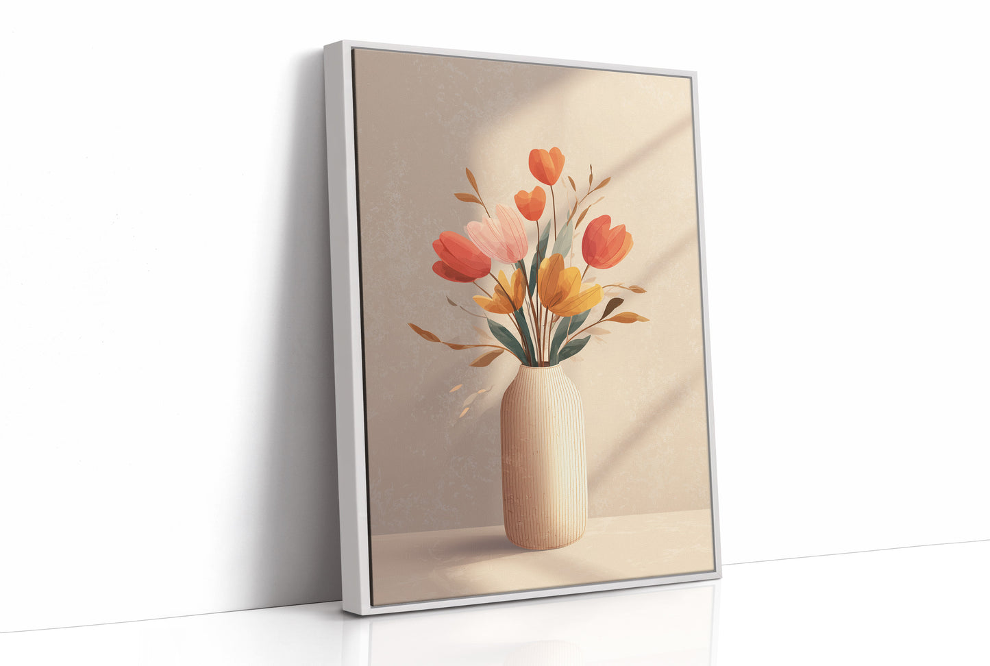 Sunlit Tulips in Minimalist Embrace