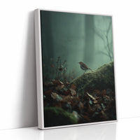 Solitary Songbird In Misty Forest