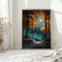 Moonlit Path Through Autumn's Embrace