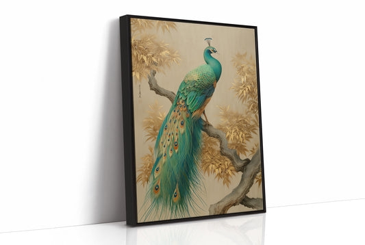 Jade Peacock Among Golden Leaves