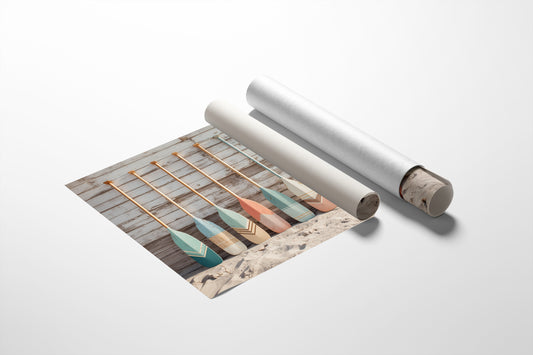 Painted Oars Await Summer Tides