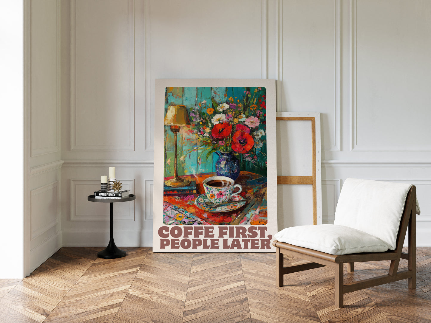 Coffee First, People Later – Cozy Vintage Coffee Art Print