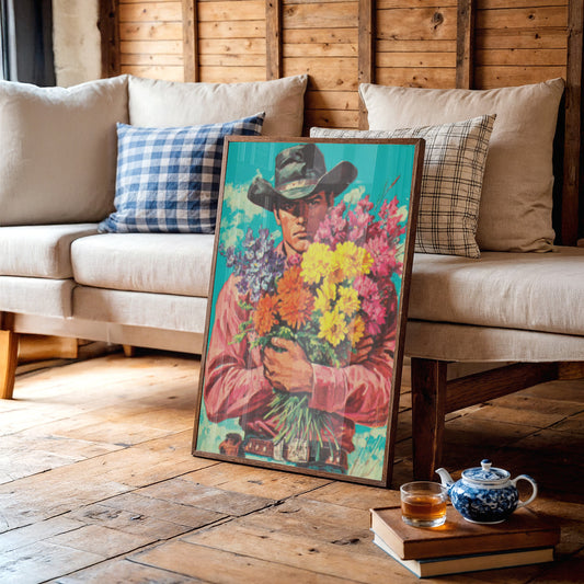 Wild Blooms Against Weathered Leather