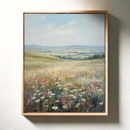 Wildflower Meadow Landscape – Serene Summer Countryside Wall Art Print