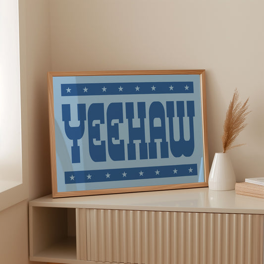 Yeehaw Western Rodeo Shout in Blue