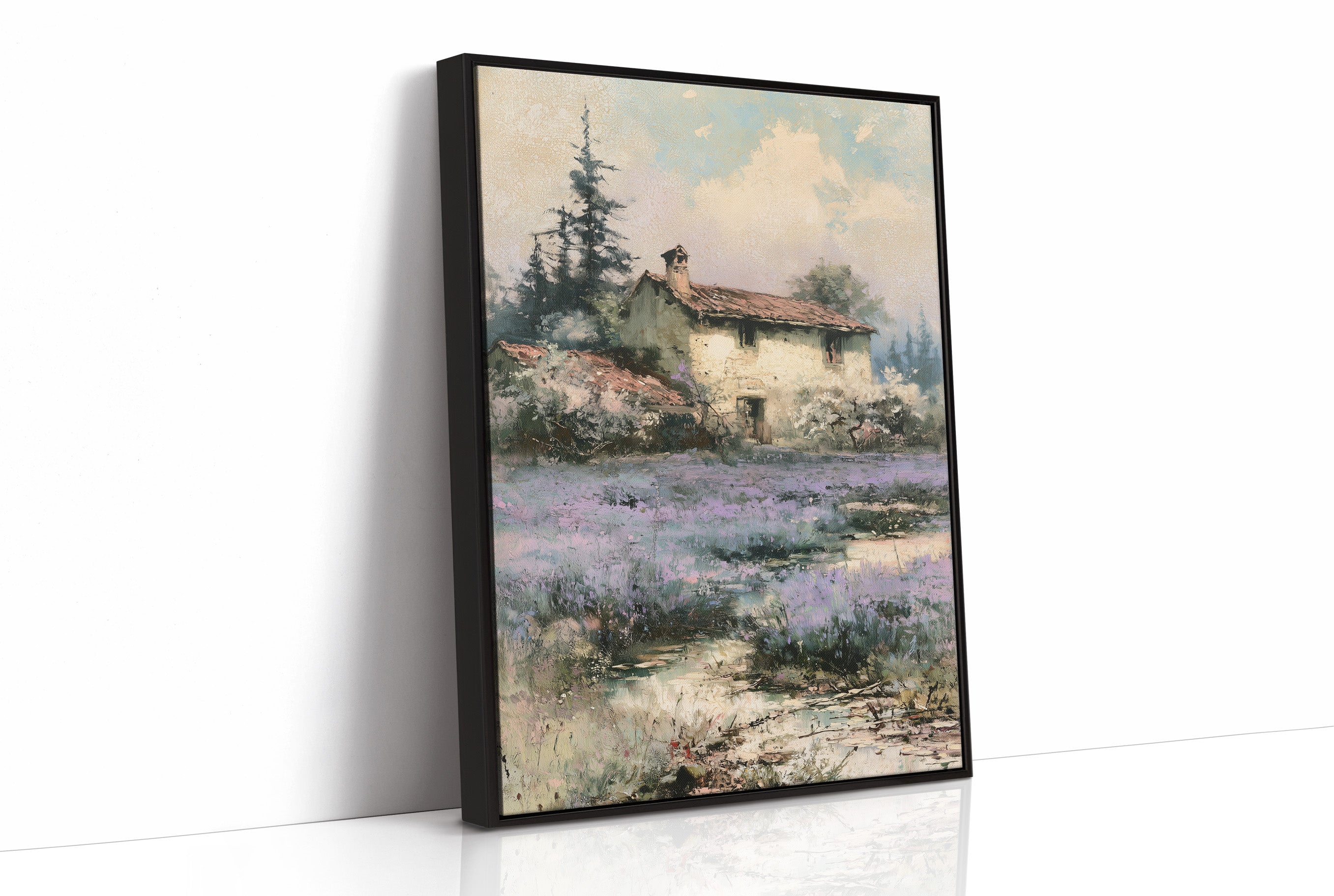 Lavender Fields and the Farmhouse Beyond