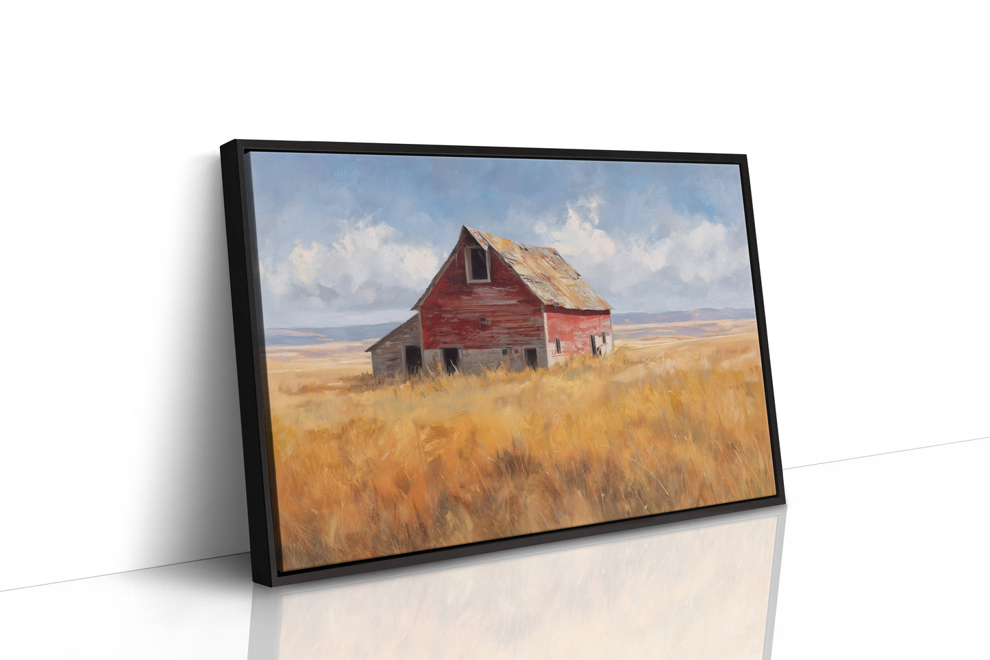 Weathered Red Against Golden Fields
