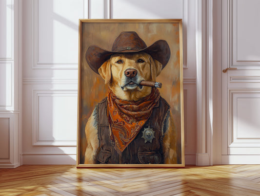 Golden Retriever Sheriff with Western Swagger