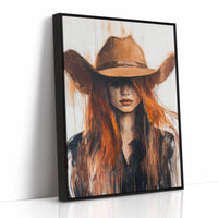 Western Flame – Bold Redhead Cowgirl Art