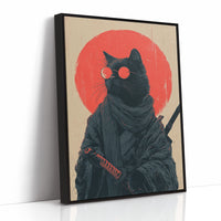 Samurai Cat Guards Red Moon Rising