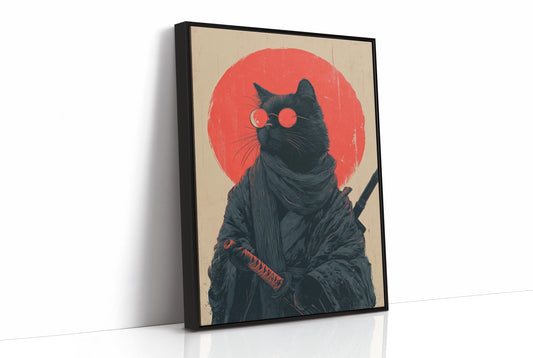 Samurai Cat Guards Red Moon Rising