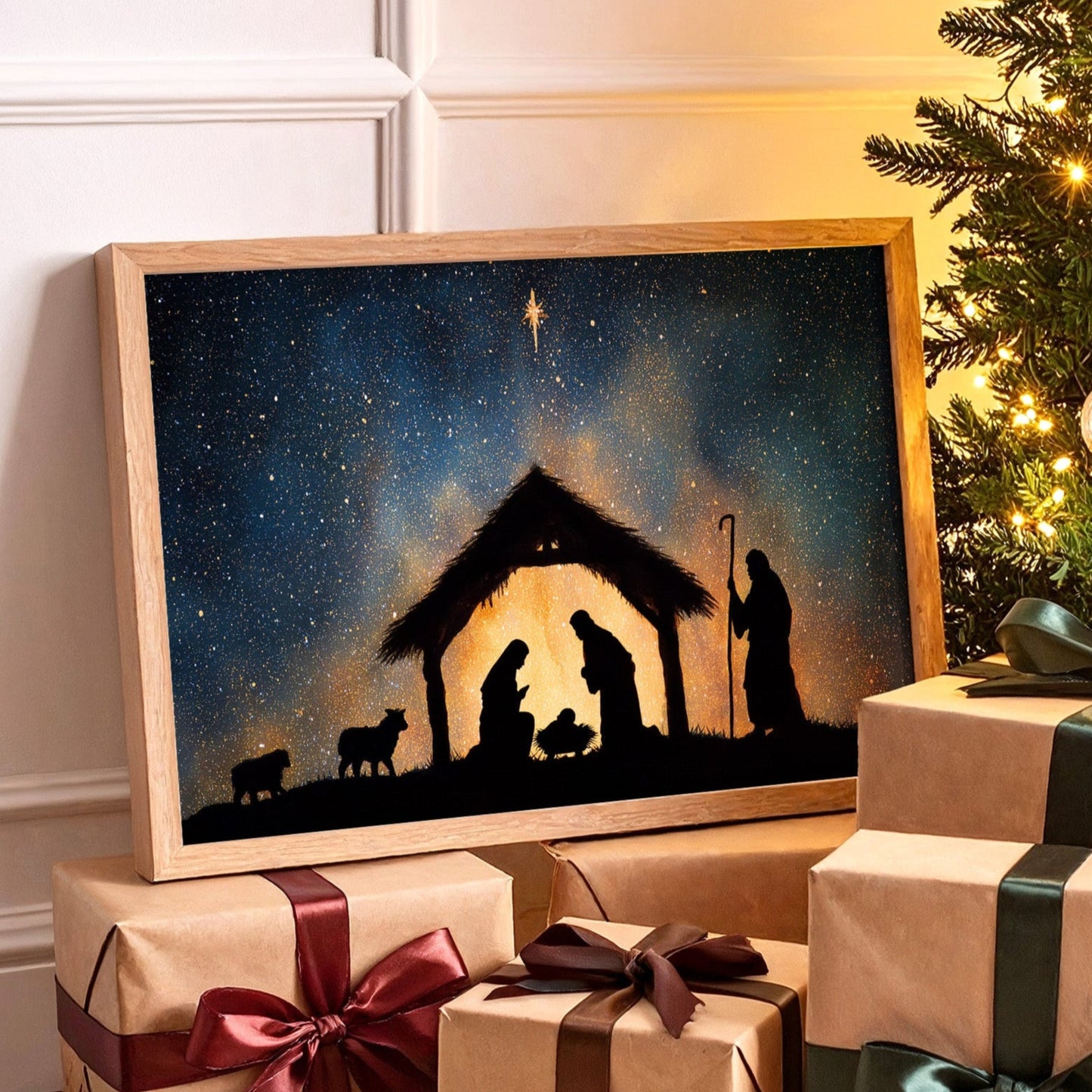 Starlit Manger Under Bethlehem Sky