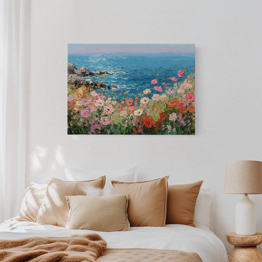 Coastal Poppies Dance Above Azure Waves