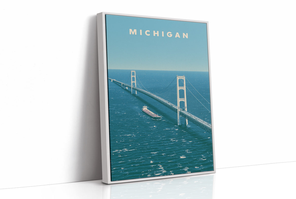 Mackinac Bridge Freighter Crossing