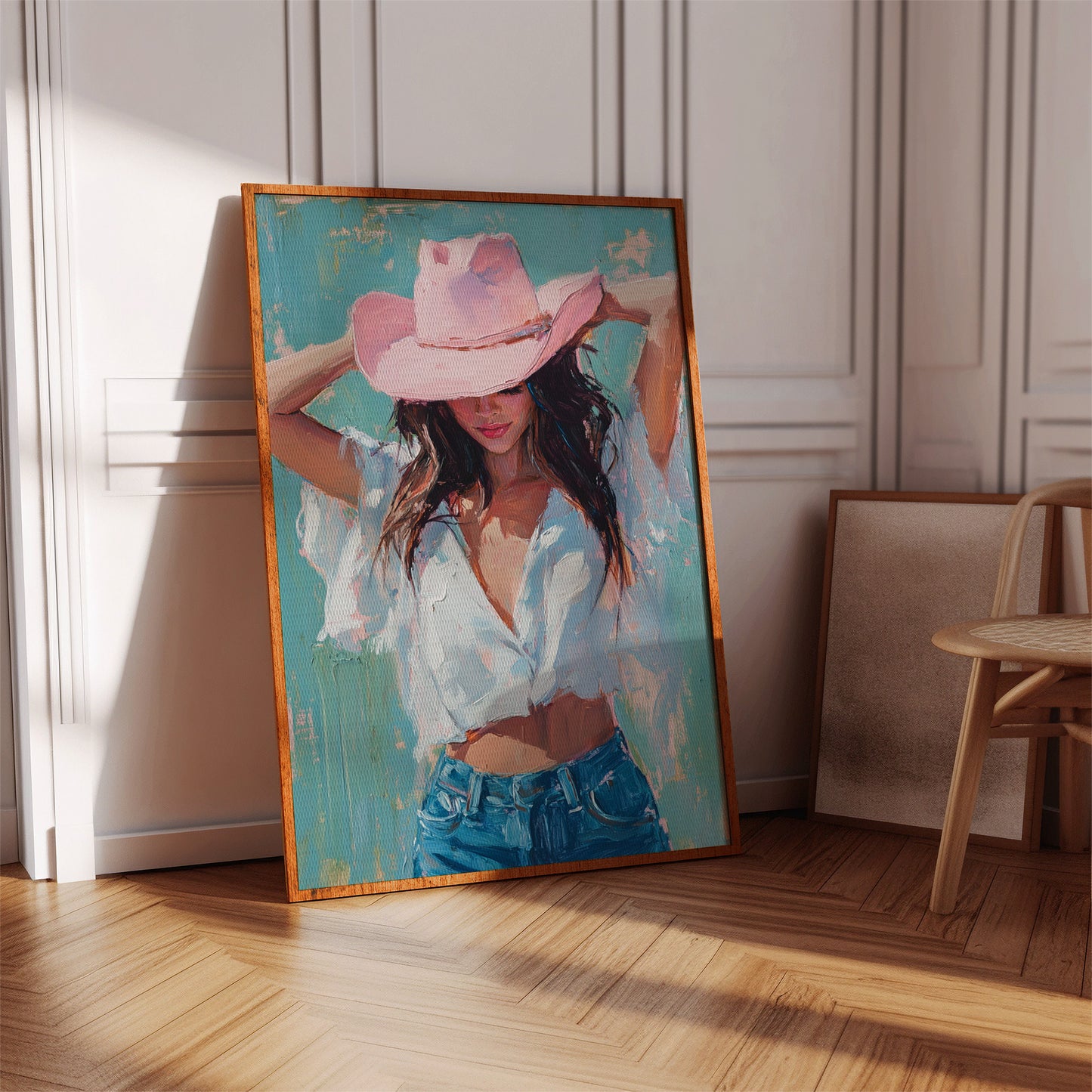 Pink Cowgirl Hat – Western Chic Wall Art