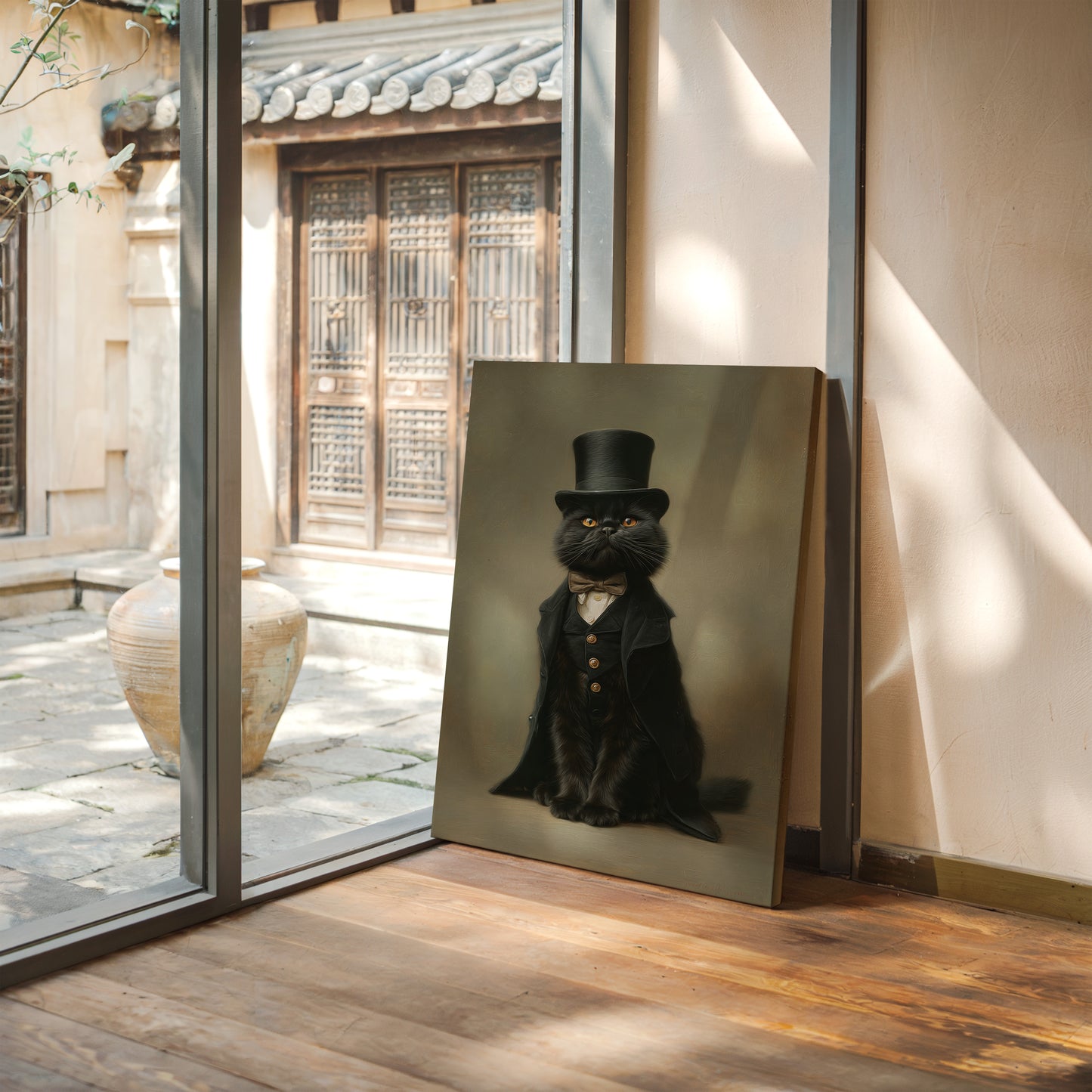 Dapper Feline's Grand Entrance