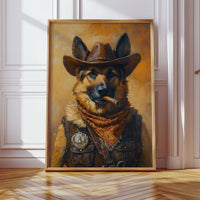 German Shepherd Sheriff in the Saddle