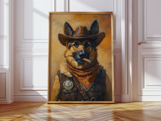 German Shepherd Sheriff in the Saddle