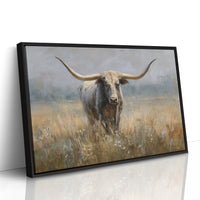 Longhorn Among Meadow Wildflowers
