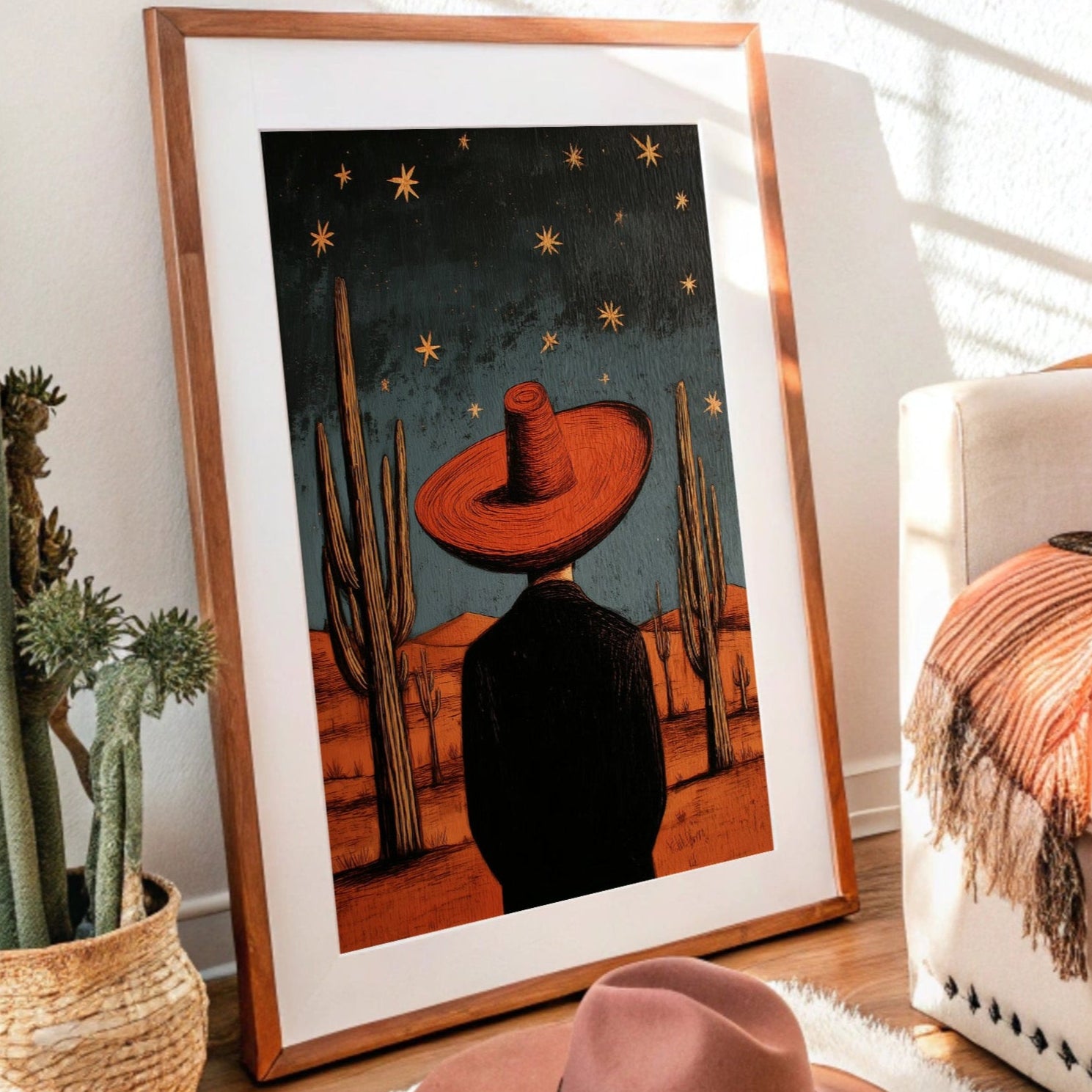 Saguaros Count Stars After Sunset