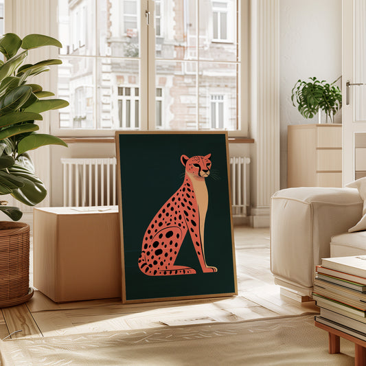 Pop Art Cheetah in Coral