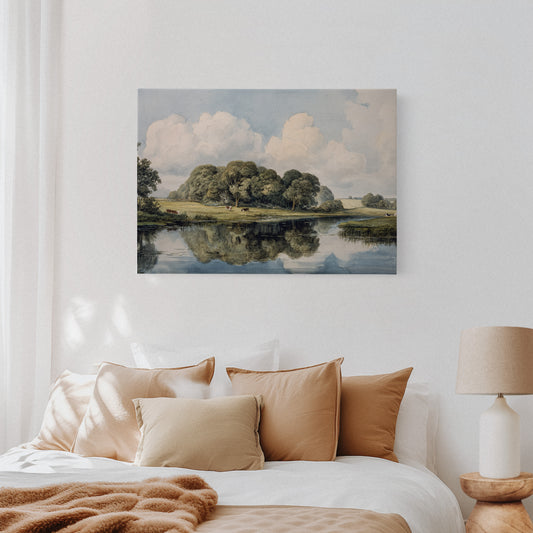 Summer Cattle Rest By Still Waters