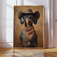 Cowboy Dachshund in Leather and Lace