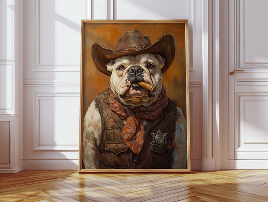Bulldog Sheriff with a Cigar and Scowl