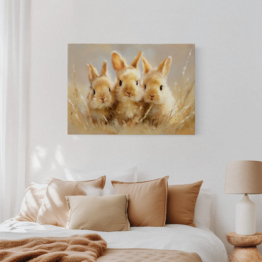 Curious Bunnies Dance Through Golden Grass