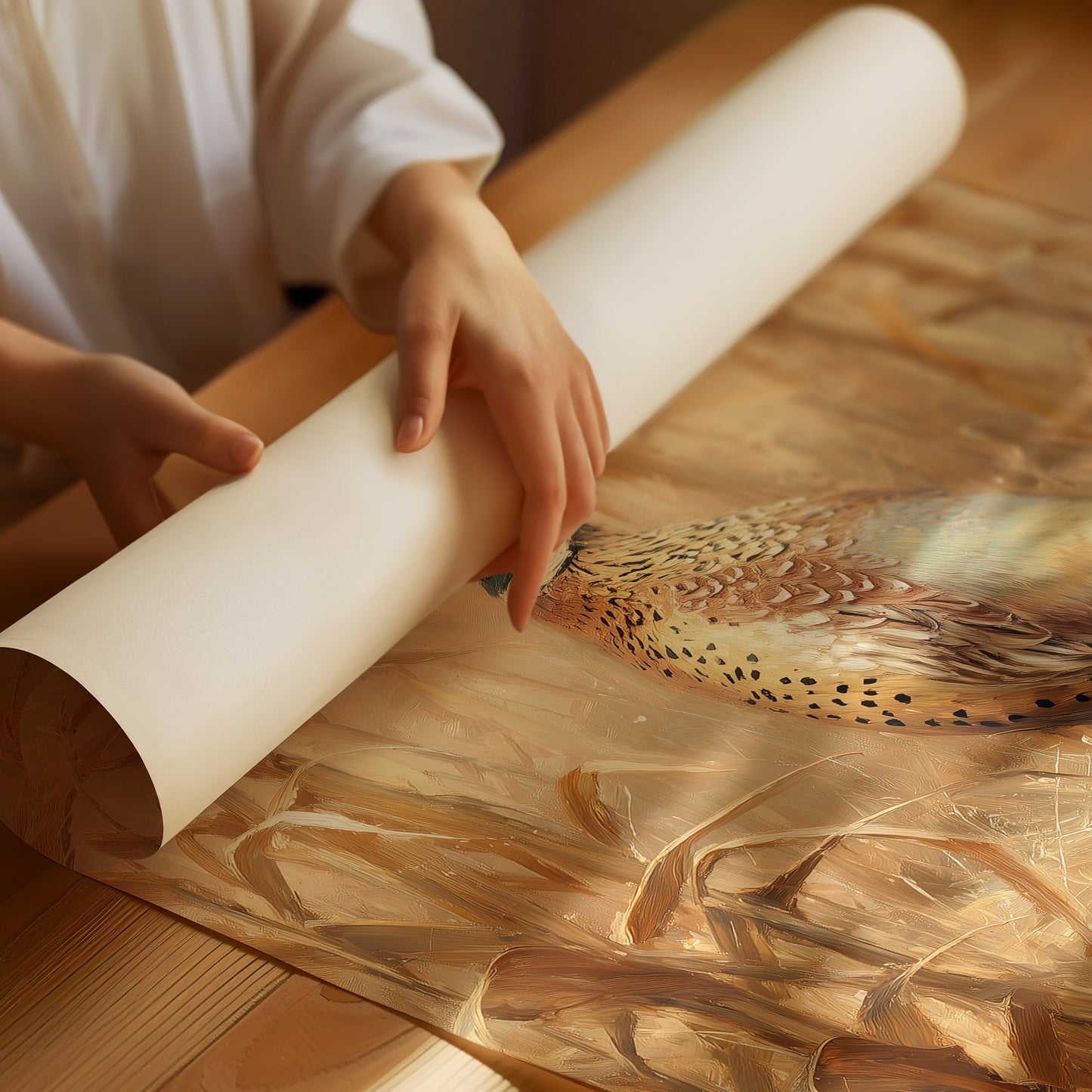 Pheasant Stands Among Golden Stalks