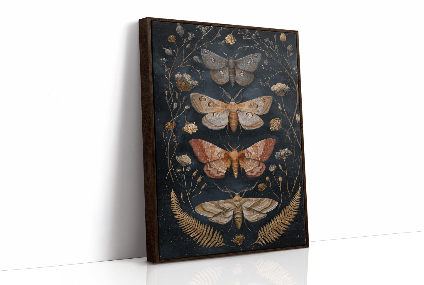 Midnight Moths Among Golden Stems