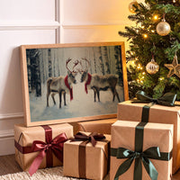 Winter Reindeer Share Crimson Scarves