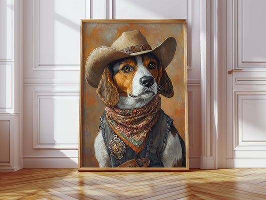 Deputy Beagle in Bandana and Hat