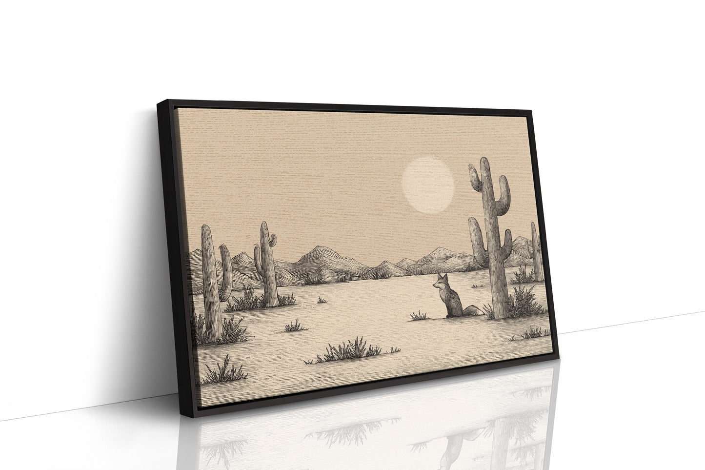 Fox Gazes At Desert Moon