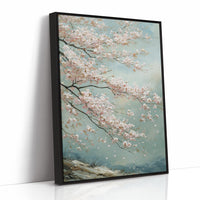 Cherry Blossoms Dance Against Turquoise