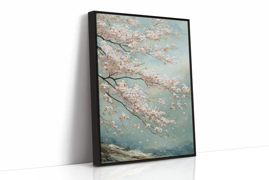 Cherry Blossoms Dance Against Turquoise