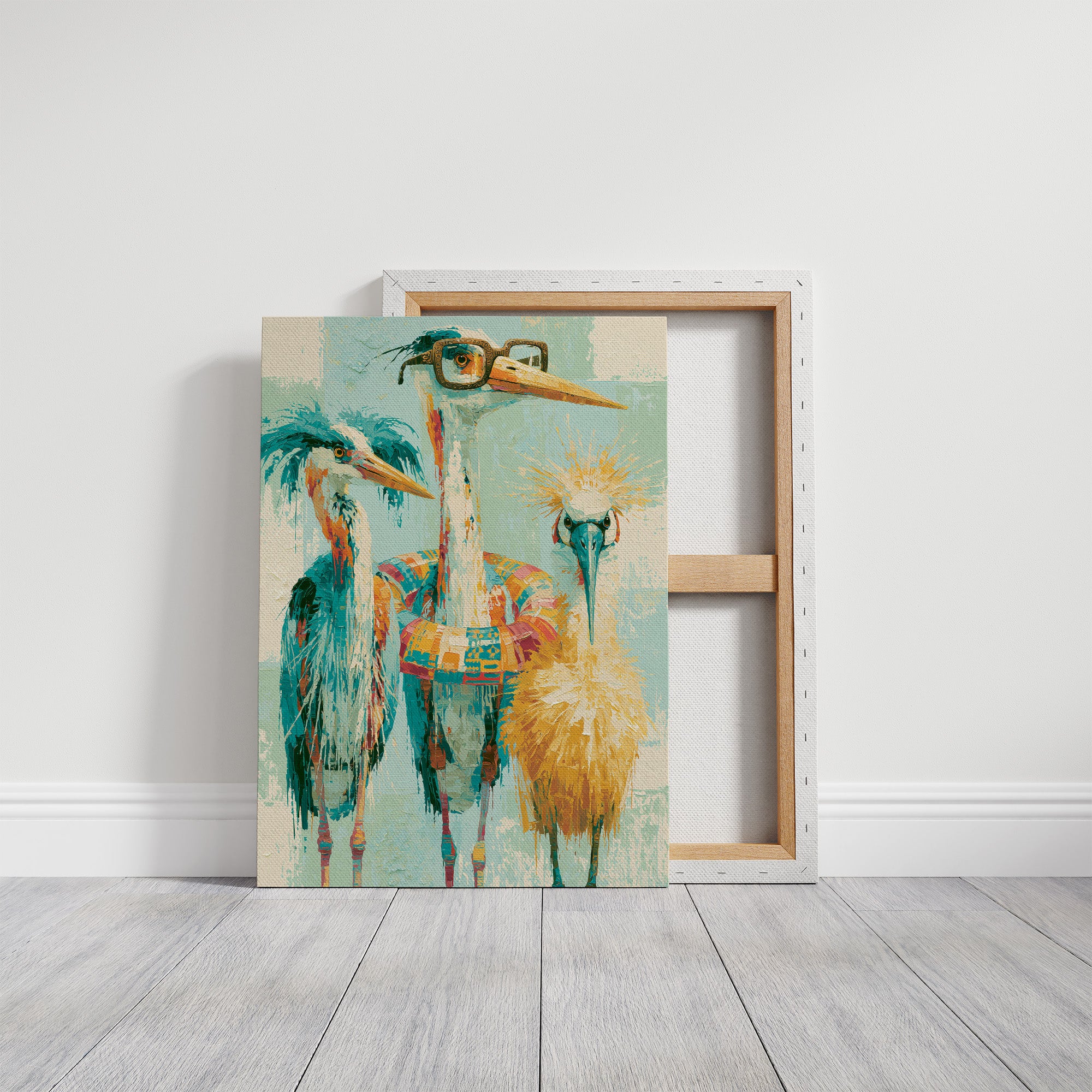 The Bespectacled Bird Trio: A Feathered Trio Portrait