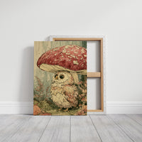 Toadstool Hideaway: Curious Owl Close-Up