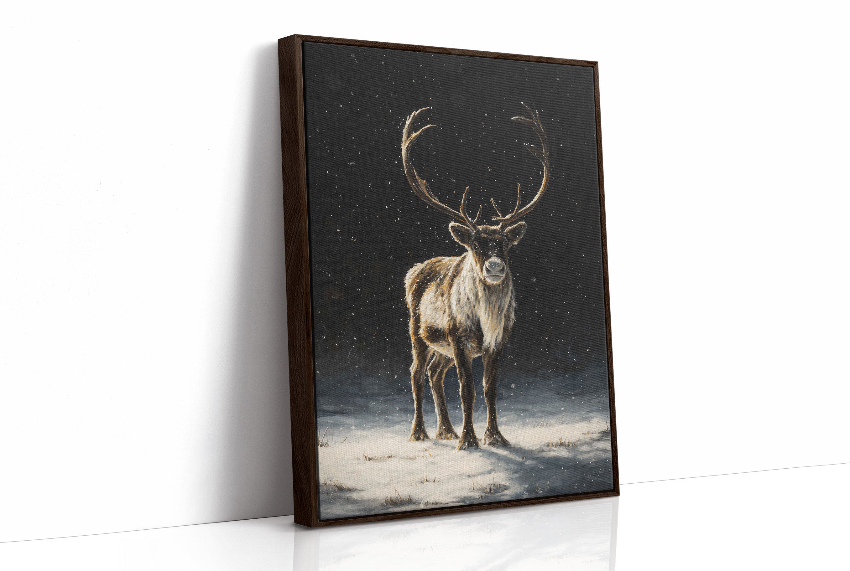 Reindeer Dreams Under Starlit Snow