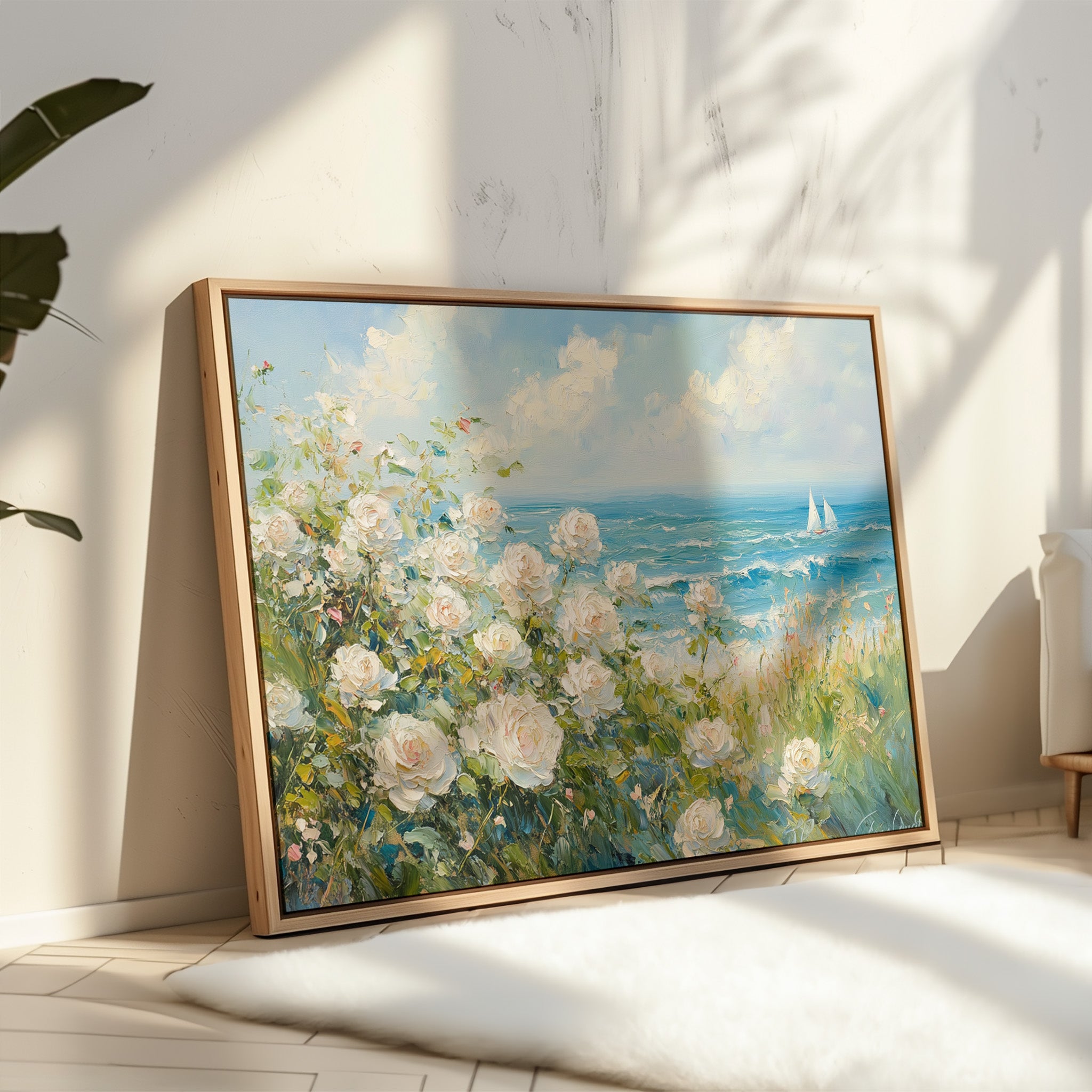 Coastal Roses Watch Sailboats Pass
