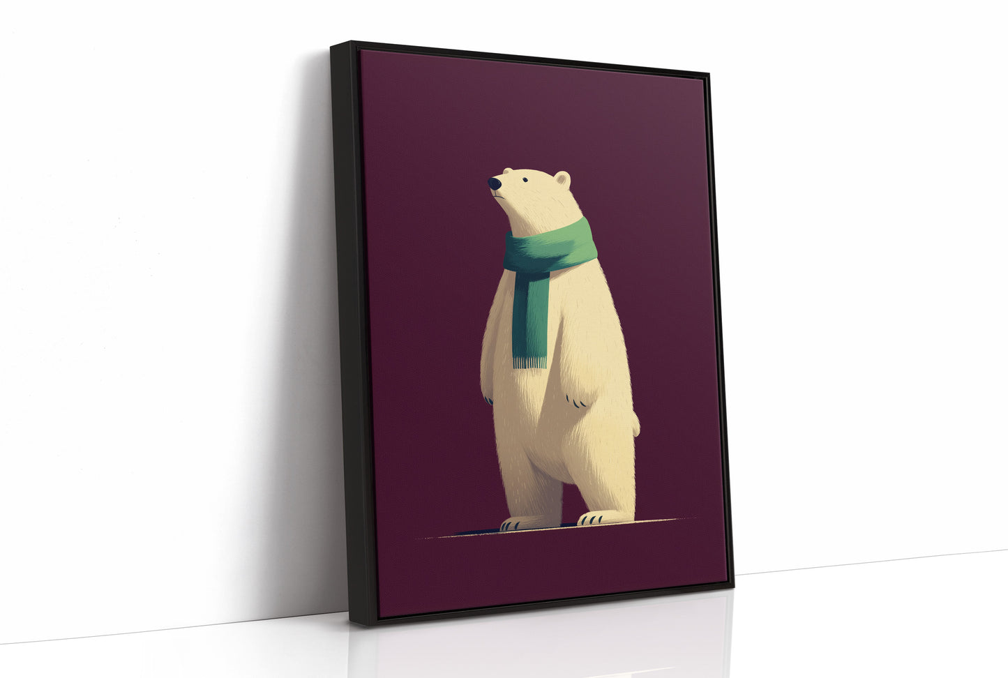 Polar Bear in Green Scarf