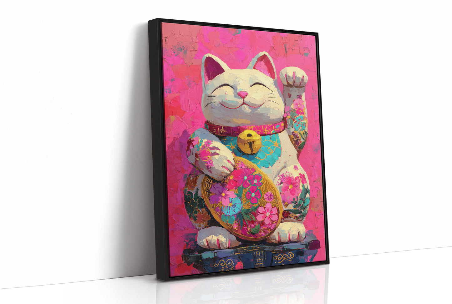 Lucky Cat Blooms In Neon Dreams