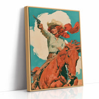 Vintage Cowgirl On Horseback