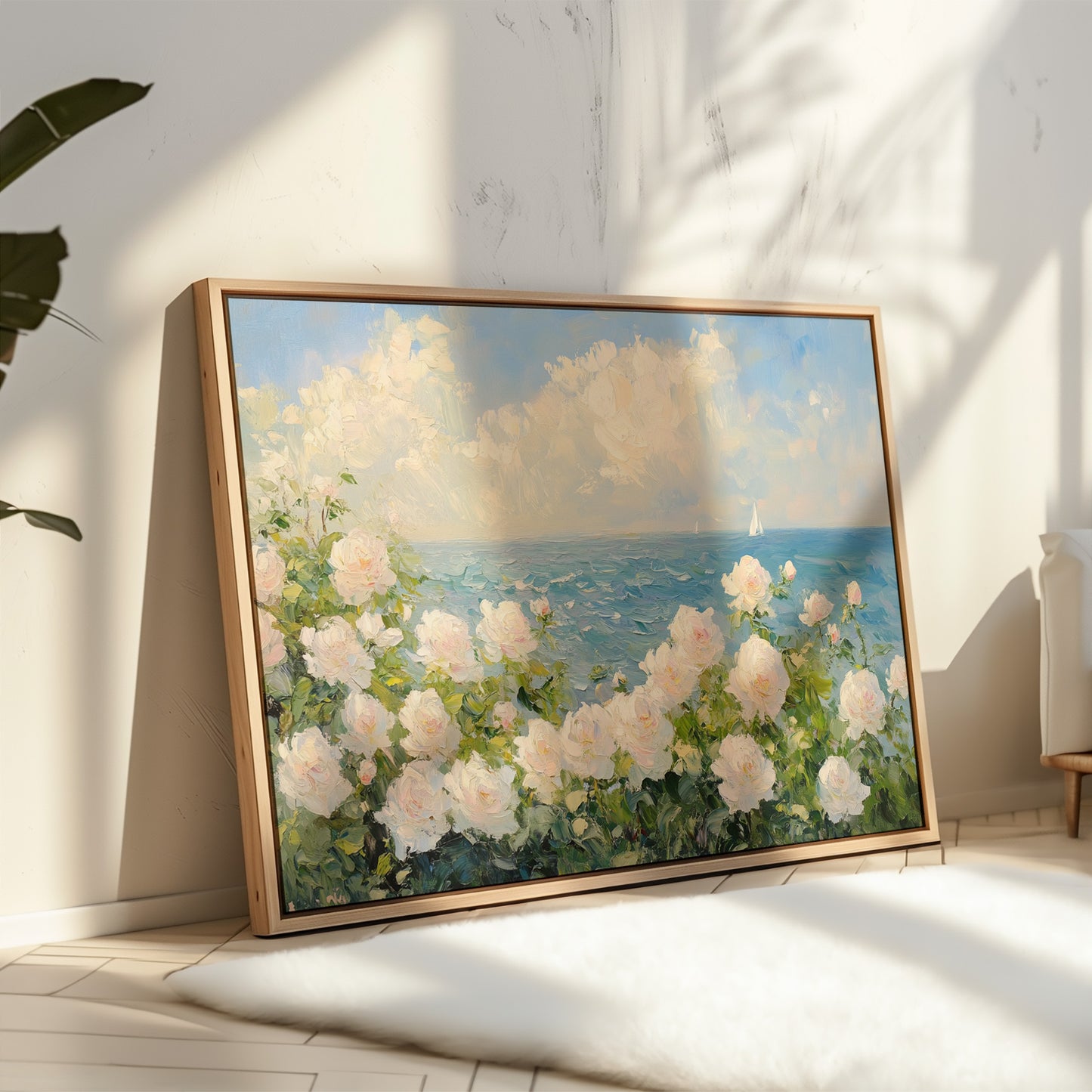 Coastal Roses Watch Distant Sails