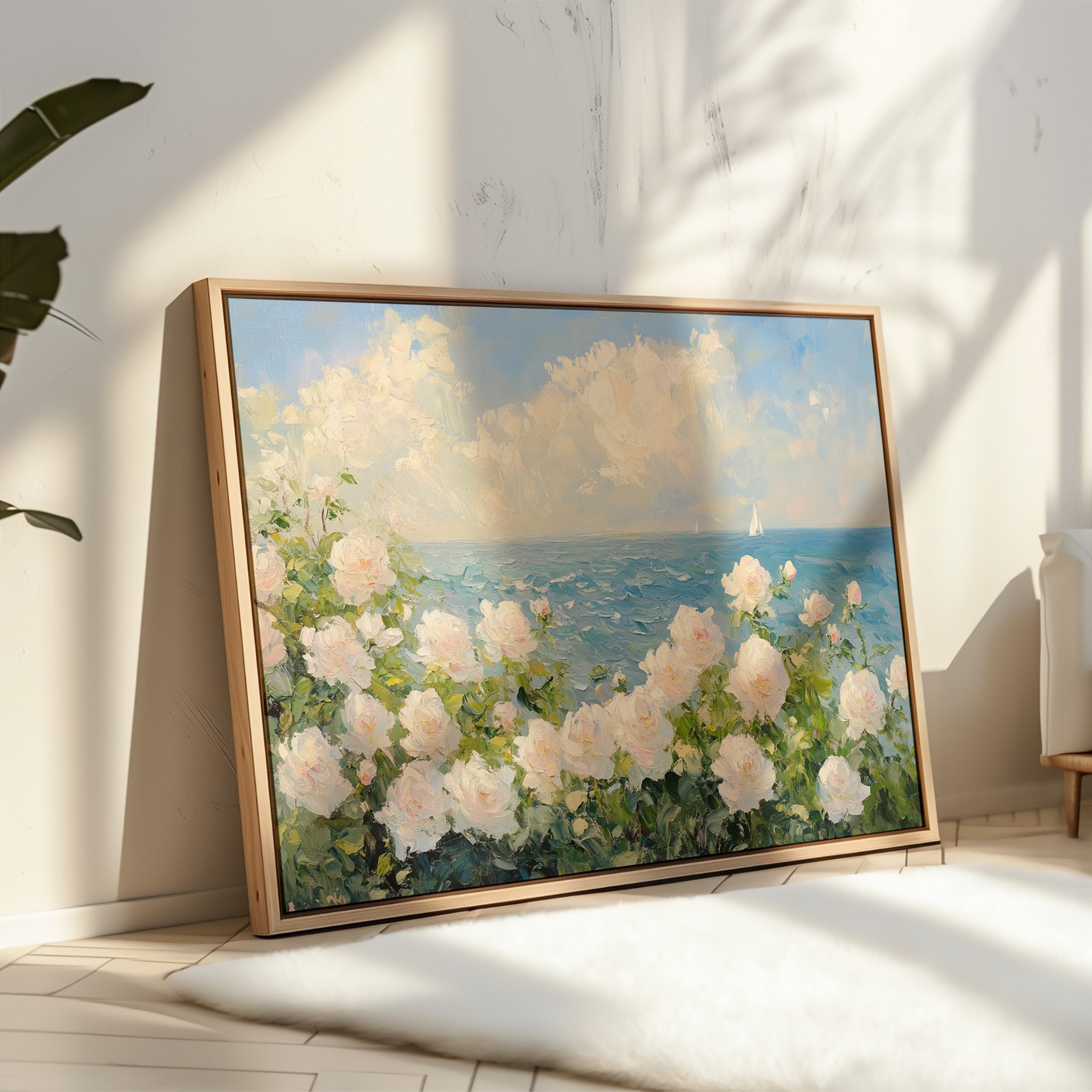 Coastal Roses Watch Distant Sails