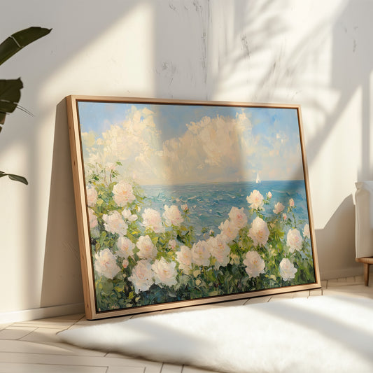 Coastal Roses Watch Distant Sails