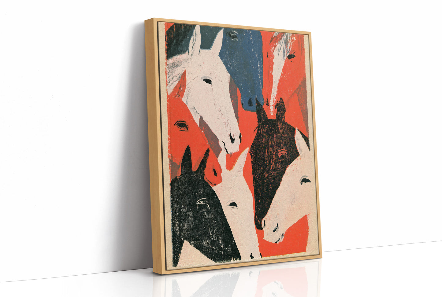 Bold Horse Herd Woodcut Print