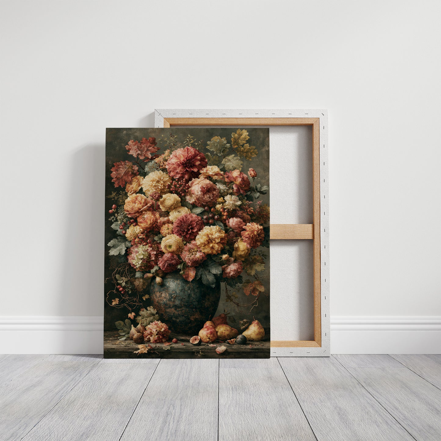 Ripened Figs and Roses: A Verdigris Urn Still Life